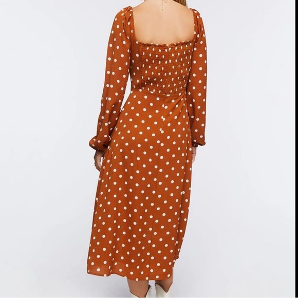 Polka Dot Midi Dress in Burnt Orange Small - Picture 2 of 16
